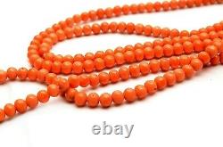 Antique Victorian Opera Length Coral Beads Necklace 61g 48 ins