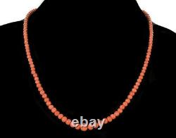 Antique Victorian Peach Pink Coral Bead Necklace 20 Long