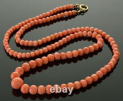 Antique Victorian Peach Pink Coral Bead Necklace 20 Long