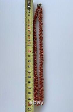 Antique Victorian Polished Precious Salmon Orange Red Coral Branch Necklace 15