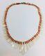 Antique Victorian Red Coral & Mother Of Pearl Beaded Necklace