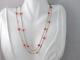 Antique Victorian Solid 14k Gold Long Station Red Coral Bead Necklace 30 1/2 In