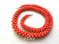 Antique Victorian Woven Red Coral Necklace