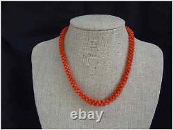 Antique Victorian Woven Red Coral Necklace