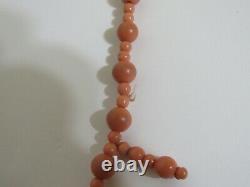 Antique Victorian natural coral bead necklace beaded balls choker