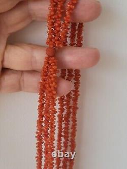 Antique Victorian red carved coral necklace