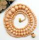 Antique Victorian Salmon Coral Graduated Strand Bead Necklace 10k Gold Clasp 27