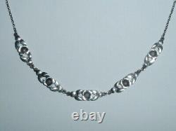Antique Vintage Bernard Instone Silver Enamel Marcasite Necklace