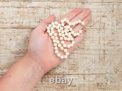 Antique Vintage Deco 14k Gold Filled GF White Coral Beaded Bead Necklace 28.8g