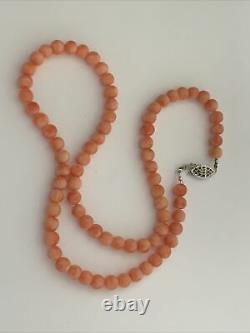 Antique Vintage Natural Coral Bead Necklace 5mm 20g