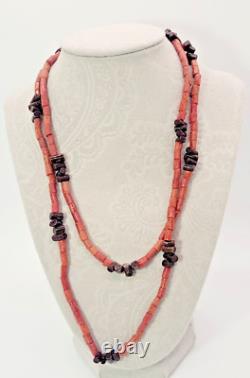 Antique Vintage Natural Coral Necklace Natural LONG 38 inches