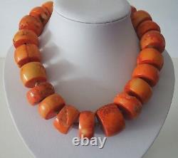 Antique Vintage Natural Salmon Color Huge Bead 426 gr Necklace