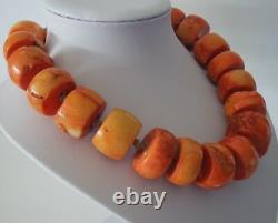 Antique Vintage Natural Salmon Color Huge Bead 426 gr Necklace