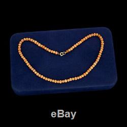 Antique Vintage Nouveau 14k 18k Rose Gold Etruscan Salmon Coral Beaded Necklace