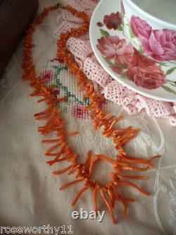 Antique Vintage Old Genuine Branch Coral Victorian Necklace Jewellery Jewelry