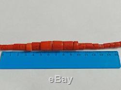 Antique Vintage Old Natural Salmon Undyed Coral Beads Necklace Russian 56.37 g