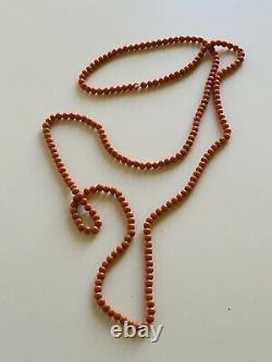 Antique Vintage Real Natural Salmon Coral Beads Necklace Victorian Jewellery