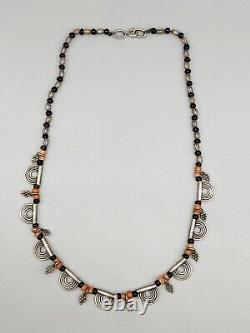 Antique/Vintage Silver Tribal Necklace with Coral Beads 40 cm Length