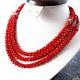 Antique Vintage Womens Jewelry Necklace Beaded Natural Coral Dyed Cm 3 Rows