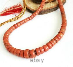 Antique Yemen natural Authentic Red Coral Beads necklace, Coral necklace