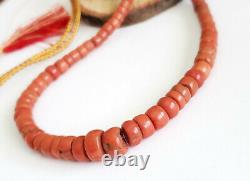 Antique Yemen natural Authentic Red Coral Beads necklace, Coral necklace