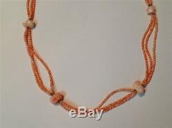 Antique carved Coral beads Chinese calendar angel skin necklace 76 gram (m964)