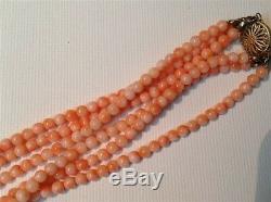 Antique carved Coral beads Chinese calendar angel skin necklace 76 gram (m964)
