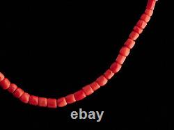 Antique coral, Ethnic necklace with natural unpainted beads. Mediterranean coral