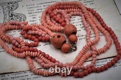 Antique ethno bead Ukrainian style imitation of red coral replica glass necklace