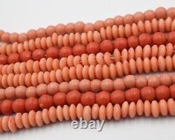 Antique ethno bead Ukrainian style imitation of red coral replica glass necklace