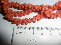 Antique jewellery coral beads choker necklace three row lovely Victorian clasp