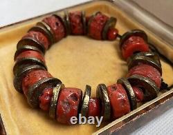 Antique large Ethnic Coral, Sherpa Coral, Himalayan regions, 79 g, Collectabl