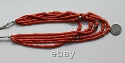 Antique natural Coral bead necklace 136 gr + silver. NATURAL Undyed Lot