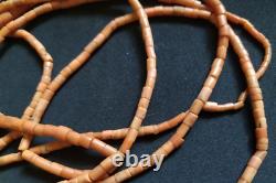 Antique natural Coral bead necklace 44 gr. Length 160 cm