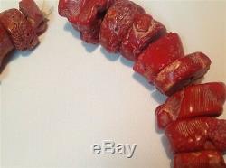 Antique natural Coral beads Chinese red color old necklace 489 gram (m924)