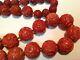 Antique Natural Carved Coral Round Beads Chinese Salmon Necklace 204 Gram M1124