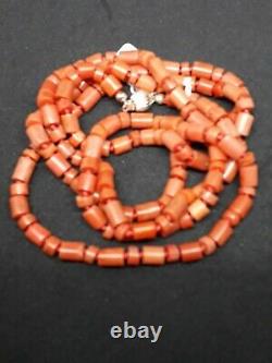 Antique natural coral bead necklace (100 cm/47 grs/good even colour)