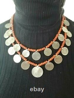 Antique necklace austria hungary beads corals coins national ukrainian zgardy