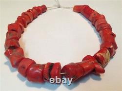 Antique original red natural Coral beads Chinese old necklace 160.4 gram (m761)