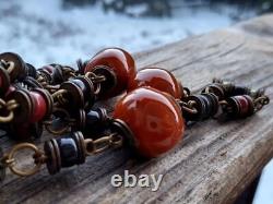 Antique stunning necklace, Tibetan glazed beads