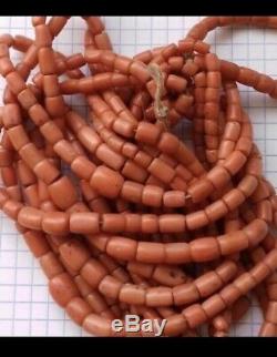 Antique undyed coral beads necklace 120 gr