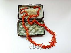 Art Deco 1930s 19 Salmon Coral Branches Beaded Necklace