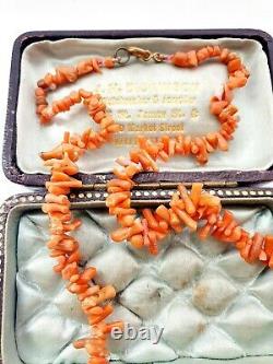 Art Deco 1930s 19 Salmon Coral Branches Beaded Necklace