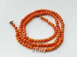 Art Deco 1930s Salmon Natural Coral Beaded Necklace 12.8gr