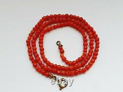 Art Deco 1930s Salmon Natural Coral Beaded Necklace 8.8gr