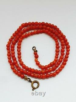 Art Deco 1930s Salmon Natural Coral Beaded Necklace 8.8gr
