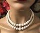 Art Deco Multi-strand Graduated White/light Pink Angel Skin Coral Bead Necklace