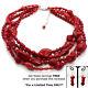 Bambo Red Coral Bead Necklace Mix Sizes Tumble/round/barrel 5 Strand Withfree Errs