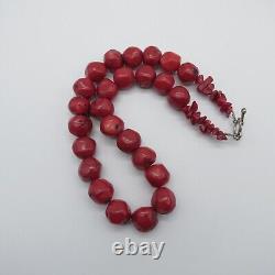 Bamboo Coral Bead Necklace 21 Red Boho Ethnic Statement Necklace