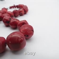 Bamboo Coral Bead Necklace 21 Red Boho Ethnic Statement Necklace